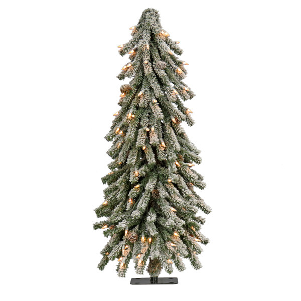 Silver Cedar Christmas Tree with 180 Green LED Lights – Holiday Decoration